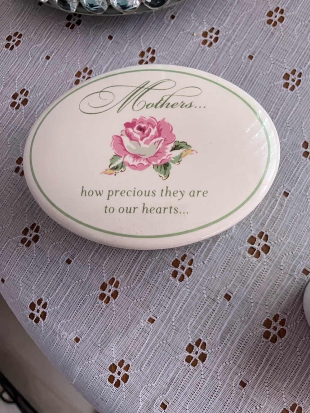 Mothers Pink Floral Porcelain Trinket Box